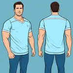 short-sleeve v-neck shirt in light blue image